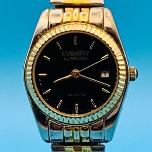 EMBASSY By GRUEN GEM4029 Women’s Vintage Quartz Wristwatch Date Working New Batt